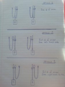 shower rose set up options - love our plumbers who drew this and then emailed it to me for me to decide.  How thoughtful it that! :)  Go Advanced Plumbing :) 